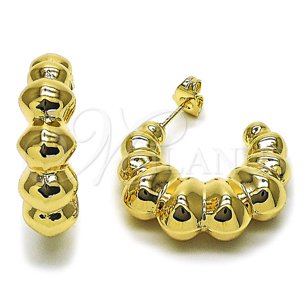 Gold Filled Hoop Earrings — Medium Hoop Hollow Design Polished 02. — main product view — SKU 165045 | Oro Laminado aretes de aro — Medium Hoop Hollow diseño pulido 02. — SKU 165045