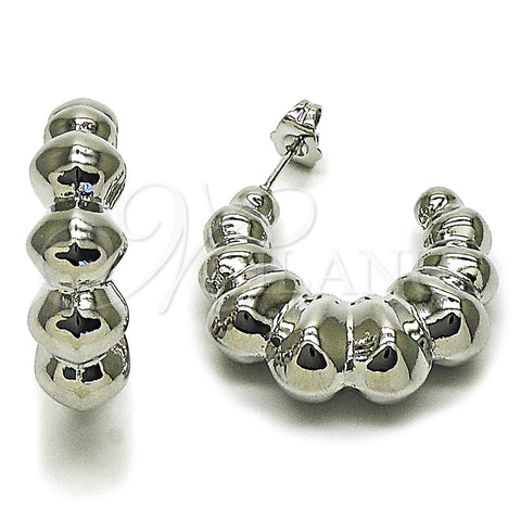 Rhodium Gold Filled Medium Hoop, Hollow Design, Polished, Rhodium Finish, 02.413.0002.1.30