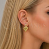 Oro Laminado Stud Earring, Gold Filled Style Twist Design, Polished, Golden Finish, 02.413.0005