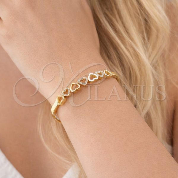 Gold Filled Jewelry — Individual Bangle Heart Design with White Micro Pave — alternate product view — SKU 165053 | Oro Laminado joyería — Individual Bangle corazón diseño with blanco Micro Pave — SKU 165053