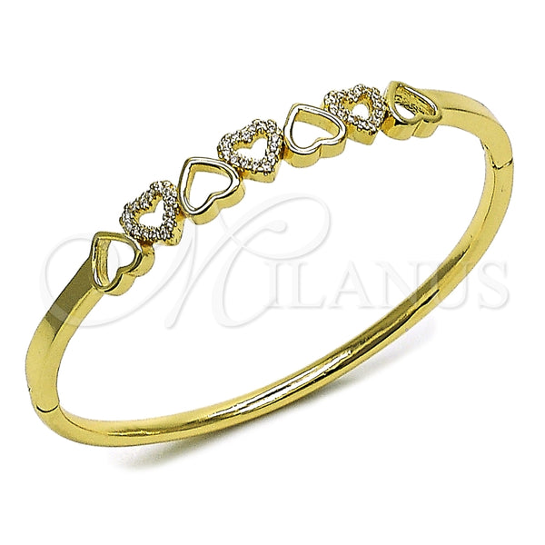 Gold Filled Jewelry — Individual Bangle Heart Design with White Micro Pave — main product view — SKU 165053 | Oro Laminado joyería — Individual Bangle corazón diseño with blanco Micro Pave — SKU 165053