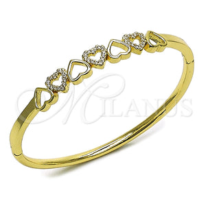 Gold Filled Jewelry — Individual Bangle Heart Design with White Micro Pave — main product view — SKU 165053 | Oro Laminado joyería — Individual Bangle corazón diseño with blanco Micro Pave — SKU 165053