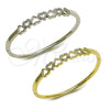 Oro Laminado Individual Bangle, Gold Filled Style Heart Design, with White Micro Pave, Polished, Golden Finish, 07.413.0007.04 (Thickness, Size 4 (2.25 Diameter))