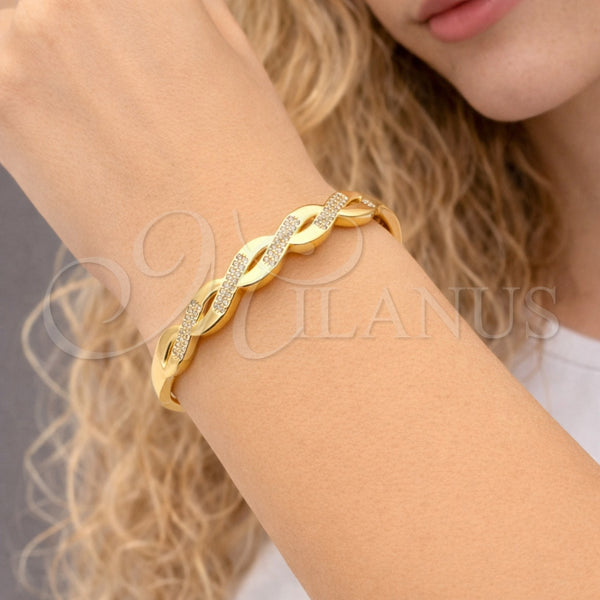 Gold Filled Jewelry — Individual Bangle Twist Design with White Cubic Zirconia — alternate product view — SKU 165055 | Oro Laminado joyería — Individual Bangle Twist diseño with blanco Cubic Zirconia — SKU 165055