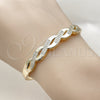 Oro Laminado Individual Bangle, Gold Filled Style Twist Design, with White Cubic Zirconia, Polished, Golden Finish, 07.413.0008.04 (Thickness, Size 4 (2.25 Diameter))