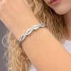 Rhodium Gold Filled Individual Bangle, Twist Design, with White Micro Pave, Polished, Rhodium Finish, 07.413.0008.1.04 (Thickness, Size 4 (2.25 Diameter))