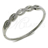Rhodium Gold Filled Individual Bangle, Twist Design, with White Micro Pave, Polished, Rhodium Finish, 07.413.0008.1.04 (Thickness, Size 4 (2.25 Diameter))