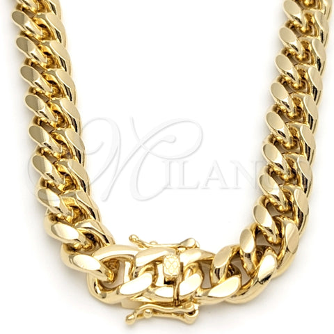 Oro Laminado Basic Necklace, Gold Filled Style Miami Cuban Design, Polished, Golden Finish, 03.419.0018.30 (10 MM Thickness, 24 Inches Length)
