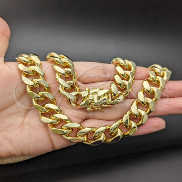 Gold Filled Necklace — Basic Necklace Miami Cuban Design Polished 03. 14 — alternate product view — SKU 165058 | Oro Laminado collar — básico Necklace Miami Cuban diseño pulido 03. 14 — SKU 165058