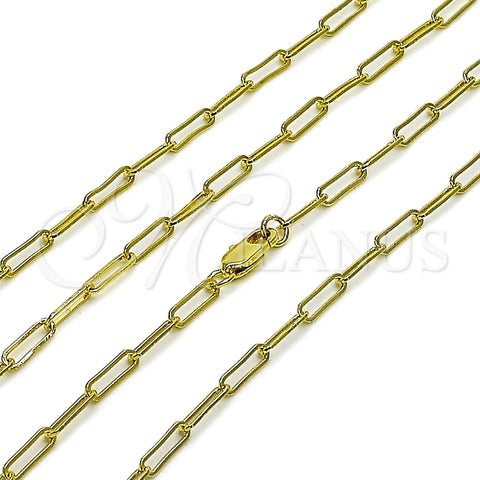 Oro Laminado Basic Necklace, Gold Filled Style Paperclip Design, Polished, Golden Finish, 04.213.0274.20 (03 MM Thickness, 20 Inches Length)