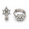 White Gold Filled Huggie Hoop, Cluster Design, with White Cubic Zirconia, Polished, Rhodium Finish, 02.210.0878.1.16