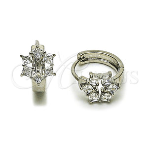 White Gold Filled Hoop Earrings — Huggie Hoop Cluster Design with White Cubic Zirconia — main product view — SKU 165060 | Oro Laminado Blanco aretes de aro — Huggie Hoop Cluster diseño with blanco Cubic Zirconia — SKU 165060