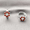 White Gold Filled Huggie Hoop, Cluster Design, with Garnet Cubic Zirconia, Polished, Rhodium Finish, 02.210.0878.2.16