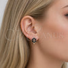 Rhodium Gold Filled Huggie Hoop, Cluster Design, with Black Cubic Zirconia, Polished, Rhodium Finish, 02.210.0878.3.16
