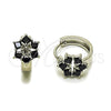 Rhodium Gold Filled Huggie Hoop, Cluster Design, with Black Cubic Zirconia, Polished, Rhodium Finish, 02.210.0878.3.16