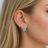 Rhodium Gold Filled Huggie Hoop, Cluster Design, with Light Turquoise Cubic Zirconia, Polished, Rhodium Finish, 02.210.0878.4.16