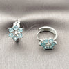 Rhodium Gold Filled Huggie Hoop, Cluster Design, with Light Turquoise Cubic Zirconia, Polished, Rhodium Finish, 02.210.0878.4.16