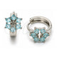 Argolla Huggie 02.210.0878.4.16 Oro Laminado Blanco, Diseño de Cluster, con Zirconia Cubica Light Turquoise, Pulido, Rodinado