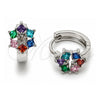 White Gold Filled Huggie Hoop, Cluster Design, with Multicolor Cubic Zirconia, Polished, Rhodium Finish, 02.210.0878.6.16