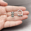 Rhodium Gold Filled Huggie Hoop, Butterfly Design, with Black and White Cubic Zirconia, Polished, Rhodium Finish, 02.210.0895.16