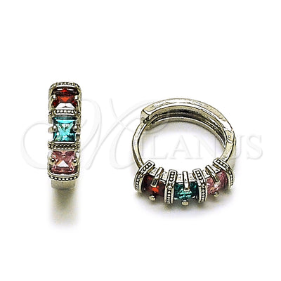 Rhodium Gold Filled Huggie Hoop, with Multicolor Cubic Zirconia, Polished, Rhodium Finish, 02.210.0896.2.16 for wholesale, main product view