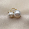 Oro Laminado Multi Stone Ring, Gold Filled Style Ball Design, with Ivory Pearl, Polished, Golden Finish, 01.438.0007.1 (One size fits all)