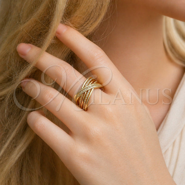 Gold Filled Ring — Multi Stone Ring Twist Design with White Micro — alternate product view — SKU 165075 | Oro Laminado anillo — Multi Stone Ring Twist diseño with blanco Micro — SKU 165075