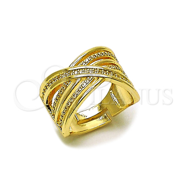 Gold Filled Ring — Multi Stone Ring Twist Design with White Micro — main product view — SKU 165075 | Oro Laminado anillo — Multi Stone Ring Twist diseño with blanco Micro — SKU 165075