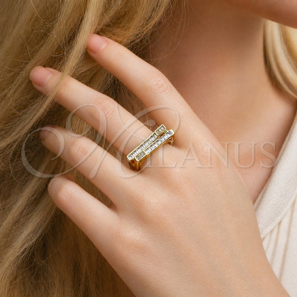 Gold Filled Ring — Multi Stone Ring Baguette Design with White Cubic — alternate product view — SKU 165076 | Oro Laminado anillo — Multi Stone Ring Baguette diseño with blanco Cubic — SKU 165076