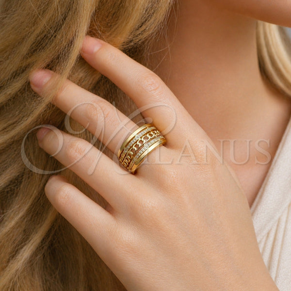 Gold Filled Ring — Multi Stone Ring Miami Cuban Design with White — alternate product view — SKU 165077 | Oro Laminado anillo — Multi Stone Ring Miami Cuban diseño with blanco — SKU 165077