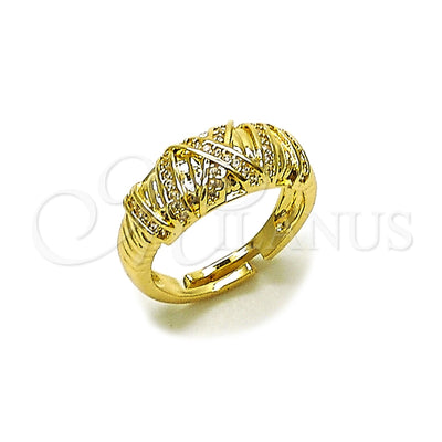 Oro Laminado Multi Stone Ring, Gold Filled Style with White Cubic Zirconia, Polished, Golden Finish for wholesale, main product view