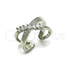 Rhodium Gold Filled Multi Stone Ring, Baguette Design, with White Cubic Zirconia and White Micro Pave, Polished, Rhodium Finish, 01.438.0014 (One size fits all)