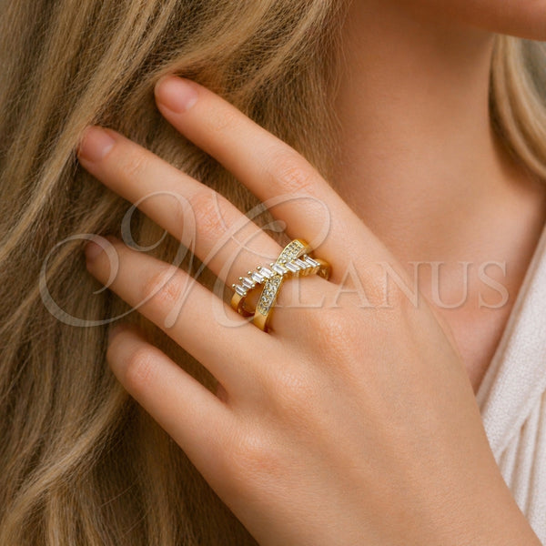 Gold Filled Ring — Multi Stone Ring Baguette Design with White Cubic — alternate product view — SKU 165083 | Oro Laminado anillo — Multi Stone Ring Baguette diseño with blanco Cubic — SKU 165083