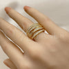 Oro Laminado Multi Stone Ring, Gold Filled Style Twist Design, Polished, Golden Finish, 01.438.0015.1 (One size fits all)