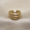 Oro Laminado Multi Stone Ring, Gold Filled Style Twist Design, Polished, Golden Finish, 01.438.0015.1 (One size fits all)