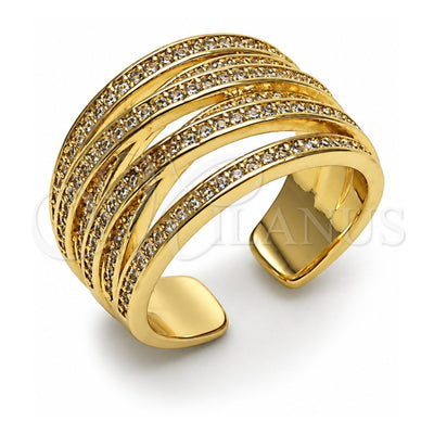 Oro Laminado Multi Stone Ring, Gold Filled Style Twist Design, Polished, Golden Finish, 01.438.0015.1 (One size fits all)