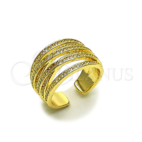 Oro Laminado Multi Stone Ring, Gold Filled Style Twist Design, Polished, Golden Finish, 01.438.0015.1 (One size fits all)