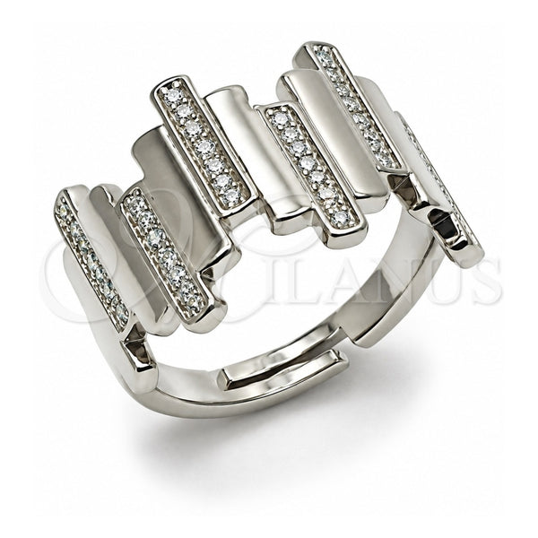 White Gold Filled Multi Stone Ring, with White Micro Pave, Polished, Rhodium Finish, 01.438.0016 (One size fits all)