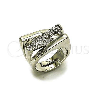 Rhodium Gold Filled Multi Stone Ring, with White Micro Pave, Polished, Rhodium Finish, 01.438.0017 (One size fits all)