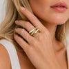 Oro Laminado Multi Stone Ring, Gold Filled Style with White Micro Pave, Polished, Golden Finish, 01.438.0017.1 (One size fits all)