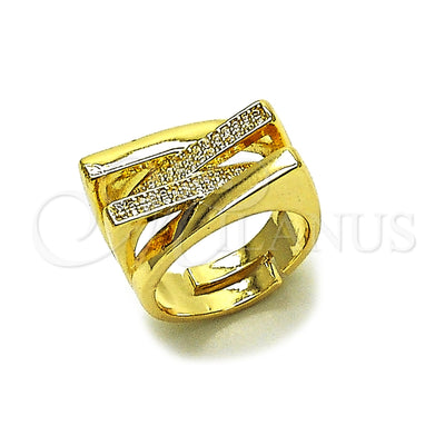 Oro Laminado Multi Stone Ring, Gold Filled Style with White Micro Pave, Polished, Golden Finish, 01.438.0017.1 for wholesale, main product view