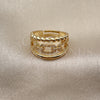 Oro Laminado Multi Stone Ring, Gold Filled Style Paperclip and Twist Design, with White Micro Pave, Polished, Golden Finish, 01.438.0018.1 (One size fits all)