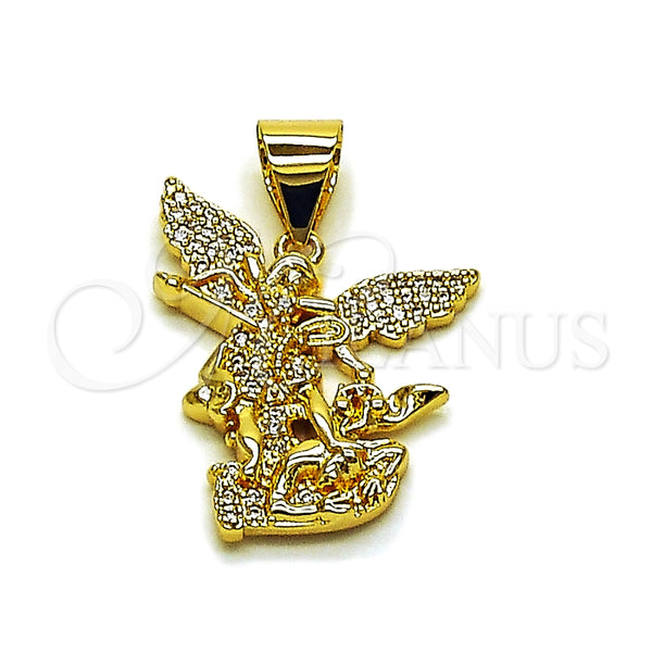 Gold Filled Pendant — Religious Pendant Money Sign Design with White Micro — main product view — SKU 165093 | Oro Laminado dije — Religious Pendant Money Sign diseño with blanco Micro — SKU 165093