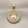 Oro Laminado Fancy Pendant, Gold Filled Style with White Cubic Zirconia, Polished, Golden Finish, 05.342.0240