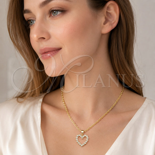 Gold Filled Pendant — Fancy Pendant Heart Design with White Cubic Zirconia — alternate product view — SKU 165096 | Oro Laminado dije — elegante Pendant corazón diseño with blanco Cubic Zirconia — SKU 165096