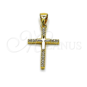Gold Filled Pendant — Religious Pendant Cross Design with White Cubic Zirconia — main product view — SKU 165097 | Oro Laminado dije — Religious Pendant cruz diseño with blanco Cubic Zirconia — SKU 165097
