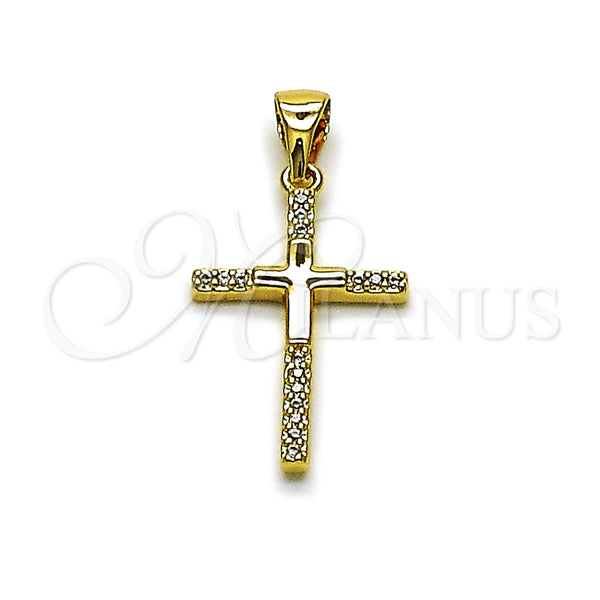 Gold Filled Pendant — Religious Pendant Cross Design with White Cubic Zirconia — main product view — SKU 165097 | Oro Laminado dije — Religious Pendant cruz diseño with blanco Cubic Zirconia — SKU 165097