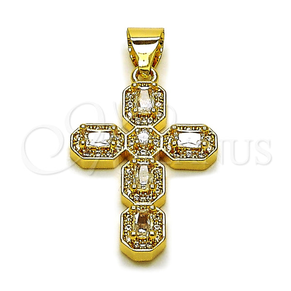 Gold Filled Pendant — Religious Pendant Cross and Cluster Design with White — main product view — SKU 165098 | Oro Laminado dije — Religious Pendant cruz and Cluster diseño with blanco — SKU 165098