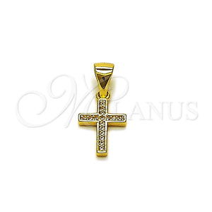 Gold Filled Pendant — Religious Pendant Cross Design with White Micro Pave — main product view — SKU 165100 | Oro Laminado dije — Religious Pendant cruz diseño with blanco Micro Pave — SKU 165100