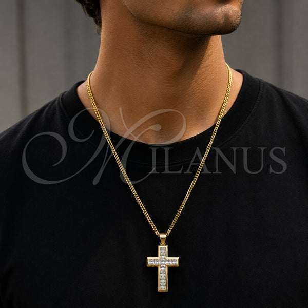 Gold Filled Pendant — Religious Pendant Cross Design with White Cubic Zirconia — alternate product view — SKU 165105 | Oro Laminado dije — Religious Pendant cruz diseño with blanco Cubic Zirconia — SKU 165105